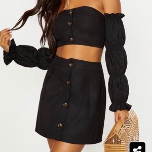 Puff Sleeve Top w/ Mini Skirt Set